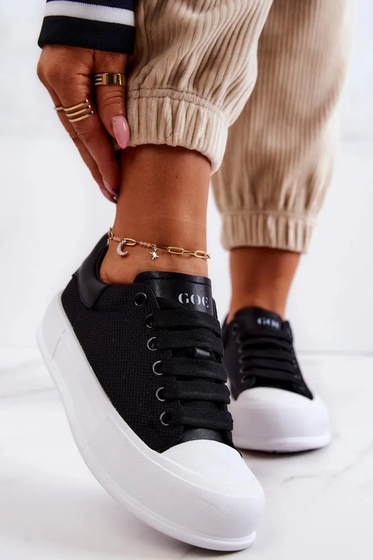 Damskie Trampki Na Platformie GOE JJ2N4073 Czarne