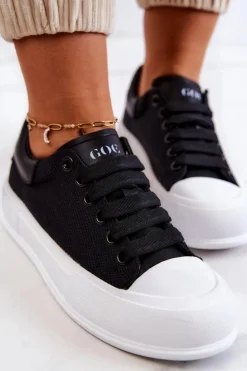 Damskie Trampki Na Platformie GOE JJ2N4073 Czarne