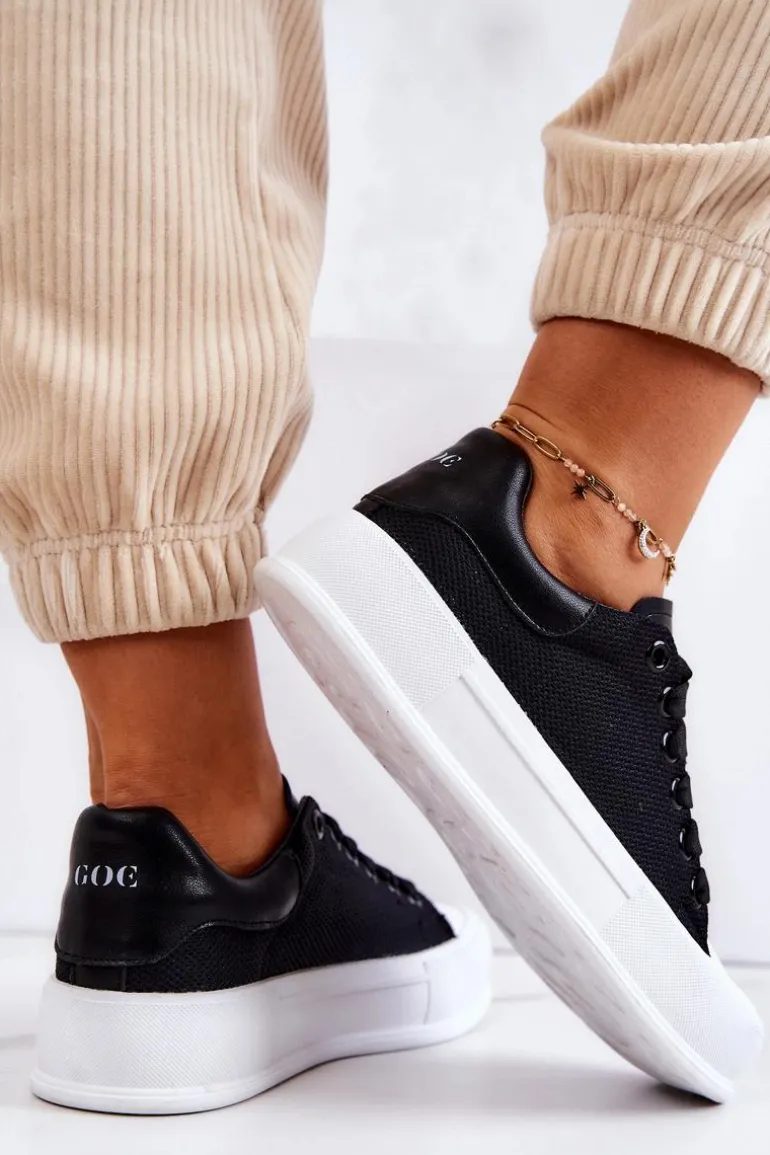 Damskie Trampki Na Platformie GOE JJ2N4073 Czarne