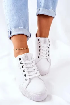 Damskie Trampki Na Platformie BIG STAR II274348 Białe