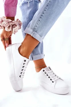 Damskie Trampki Na Platformie BIG STAR II274348 Białe