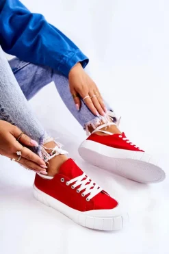 Damskie Trampki Na Platformie Czerwone Comes