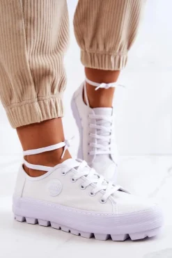 Damskie Trampki Na Platformie BIG STAR JJ274488 Białe