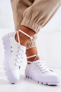 Damskie Trampki Na Platformie BIG STAR JJ274488 Białe