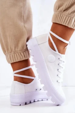 Damskie Trampki Na Platformie BIG STAR JJ274488 Białe