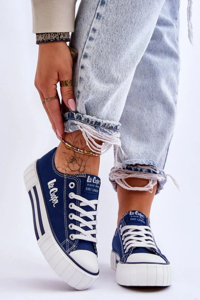 Damskie Trampki Na Platformie Lee Cooper LCW-23-31-1803L Granatowe