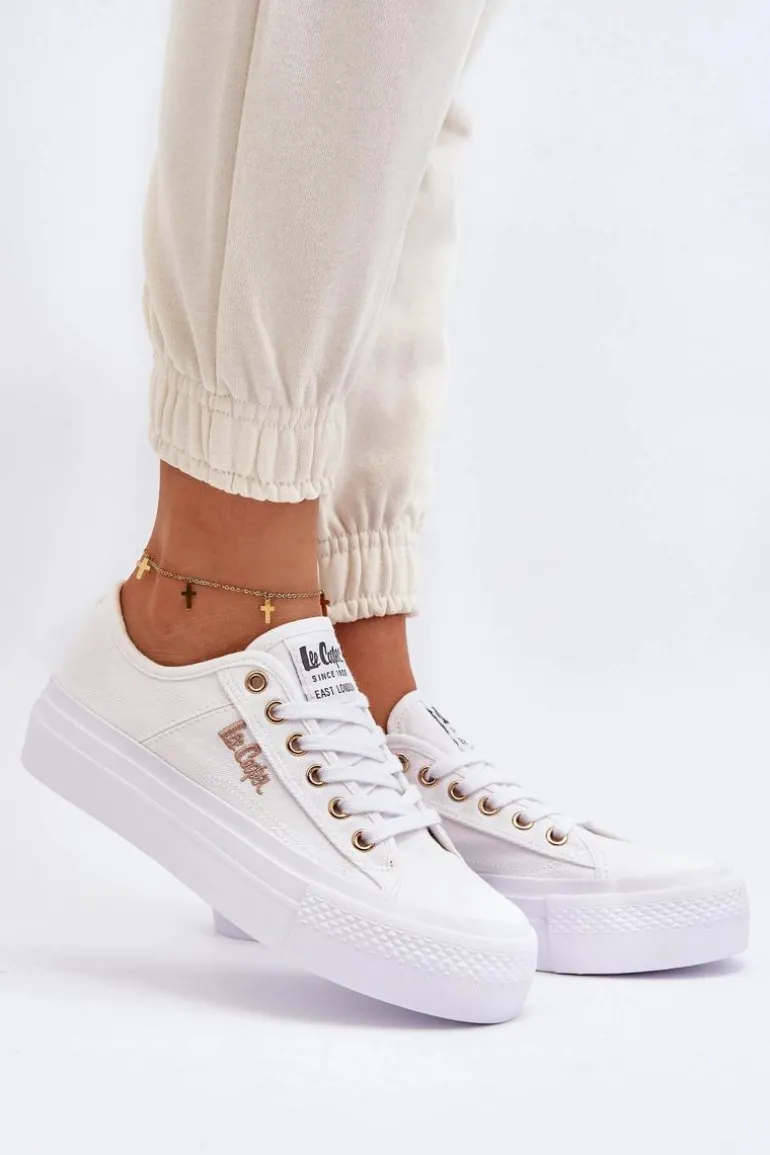 Damskie Trampki Na Platformie Lee Cooper LCW-24-31-2725 Białe