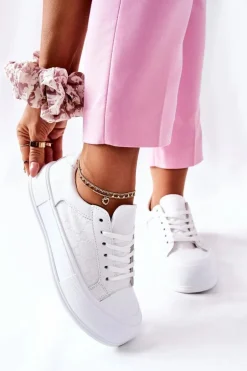 Damskie Trampki Na Platformie Białe Honey