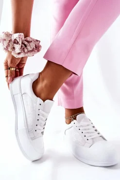 Damskie Trampki Na Platformie Białe Honey