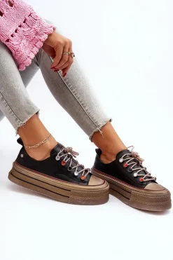 Damskie Trampki Na Platformie GOE NN2N4053 Czarne