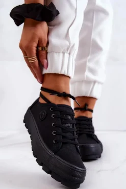 Damskie Trampki Na Platformie BIG STAR JJ274489 Czarne