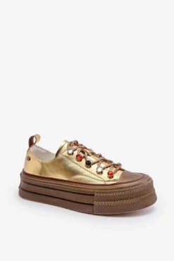 Damskie Trampki Na Platformie GOE NN2N4055 Złote