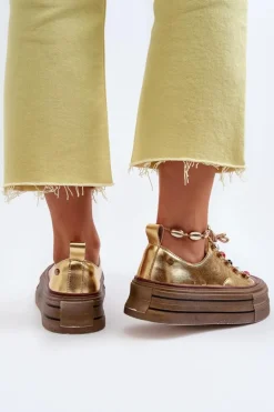 Damskie Trampki Na Platformie GOE NN2N4055 Złote