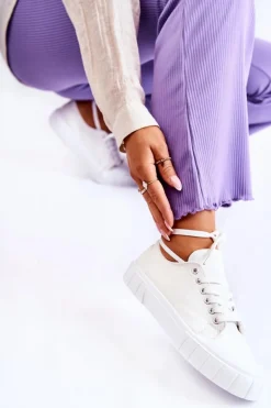 Damskie Trampki Na Platformie Białe Comes