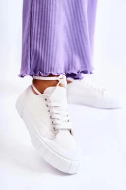 Damskie Trampki Na Platformie Białe Comes