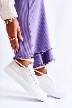 Damskie Trampki Na Platformie Białe Comes