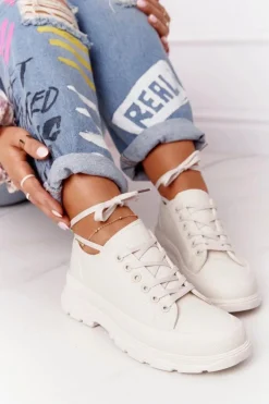 Damskie Trampki Na Platformie Beżowe Travel Time