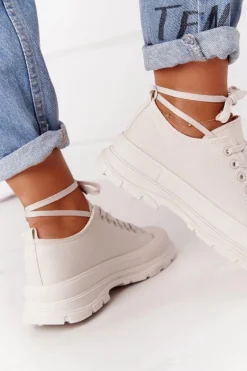 Damskie Trampki Na Platformie Beżowe Travel Time