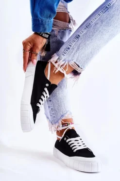 Damskie Trampki Na Platformie Czarne Comes