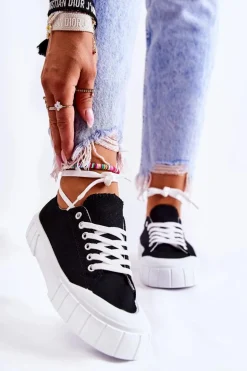 Damskie Trampki Na Platformie Czarne Comes