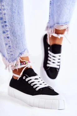 Damskie Trampki Na Platformie Czarne Comes