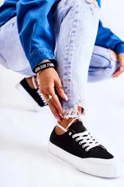 Damskie Trampki Na Platformie Czarne Comes