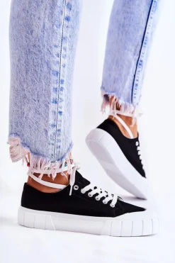 Damskie Trampki Na Platformie Czarne Comes