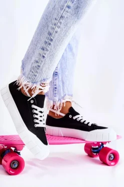 Damskie Trampki Na Platformie Czarne Comes