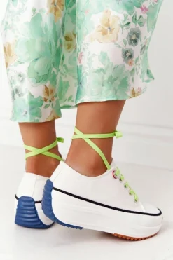 Damskie Trampki Na Platformie Białe Electric Love