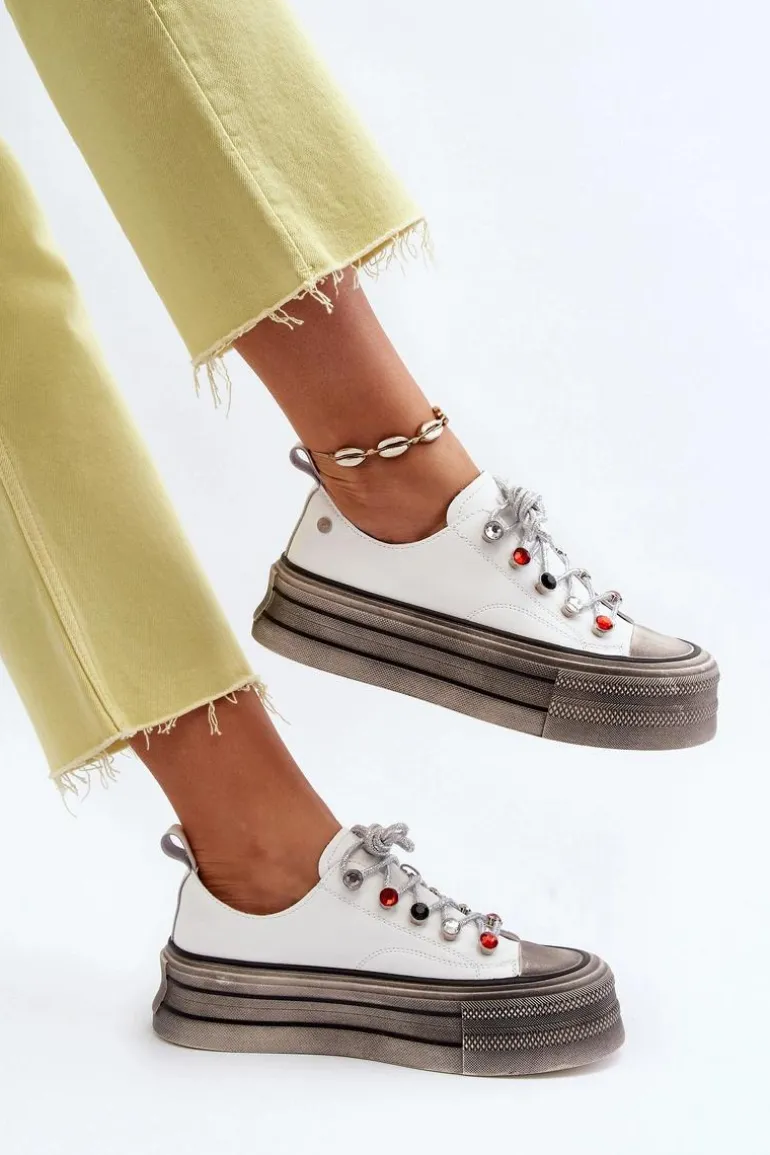 Damskie Trampki Na Platformie GOE NN2N4054 Białe