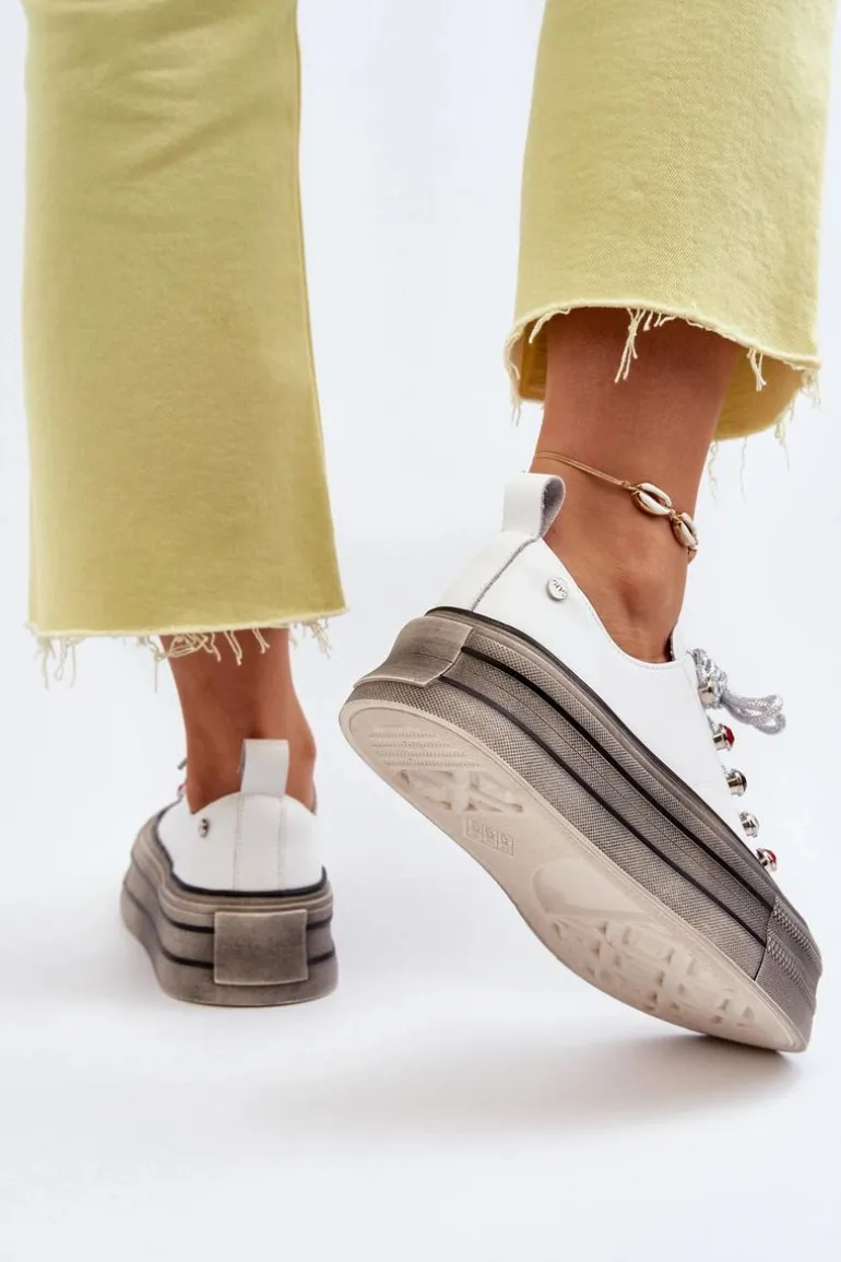 Damskie Trampki Na Platformie GOE NN2N4054 Białe