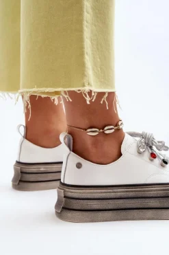 Damskie Trampki Na Platformie GOE NN2N4054 Białe