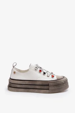 Damskie Trampki Na Platformie GOE NN2N4054 Białe