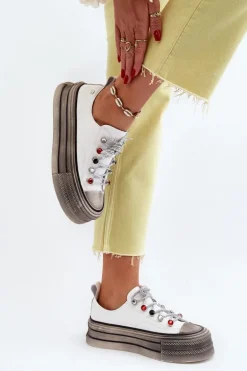 Damskie Trampki Na Platformie GOE NN2N4054 Białe