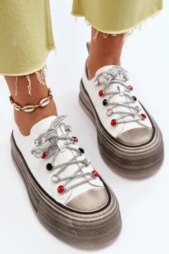 Damskie Trampki Na Platformie GOE NN2N4054 Białe