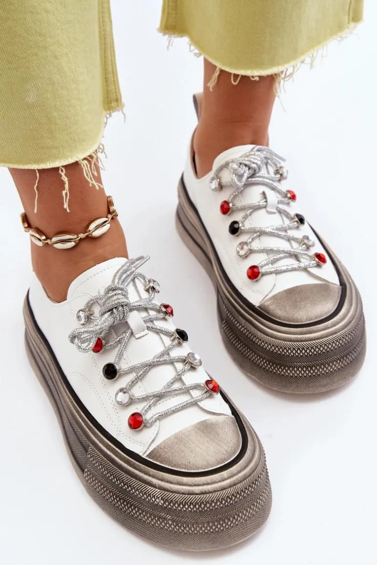 Damskie Trampki Na Platformie GOE NN2N4054 Białe