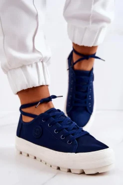 Damskie Trampki Na Platformie BIG STAR JJ274491 Granatowe