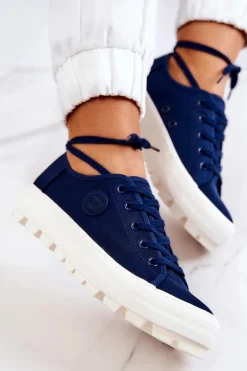 Damskie Trampki Na Platformie BIG STAR JJ274491 Granatowe