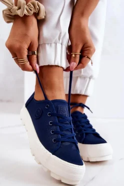 Damskie Trampki Na Platformie BIG STAR JJ274491 Granatowe