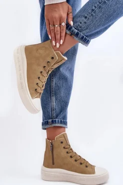 Damskie Trampki Na Suwak Ocieplane Camel Big Star MM274026