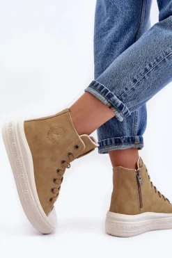 Damskie Trampki Na Suwak Ocieplane Camel Big Star MM274026