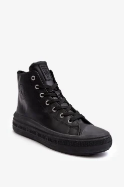 Damskie Trampki Na Suwak Ocieplane Czarne Big Star MM274023