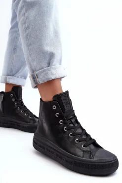 Damskie Trampki Na Suwak Ocieplane Czarne Big Star MM274023