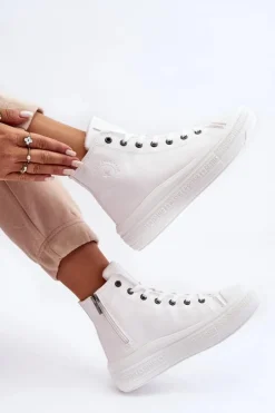 Damskie Trampki Na Suwak Ocieplane Białe Big Star MM274021