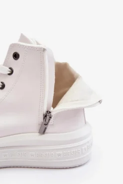 Damskie Trampki Na Suwak Ocieplane Białe Big Star MM274021