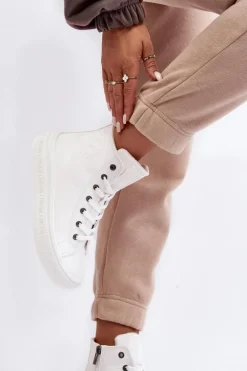 Damskie Trampki Na Suwak Ocieplane Białe Big Star MM274021