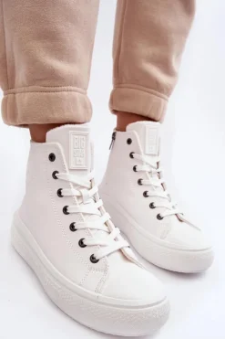 Damskie Trampki Na Suwak Ocieplane Białe Big Star MM274021