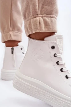 Damskie Trampki Na Suwak Ocieplane Białe Big Star MM274021