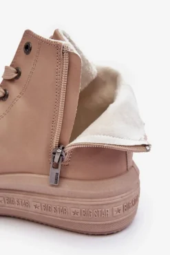 Damskie Trampki Na Suwak Ocieplane Beżowe Big Star MM274022