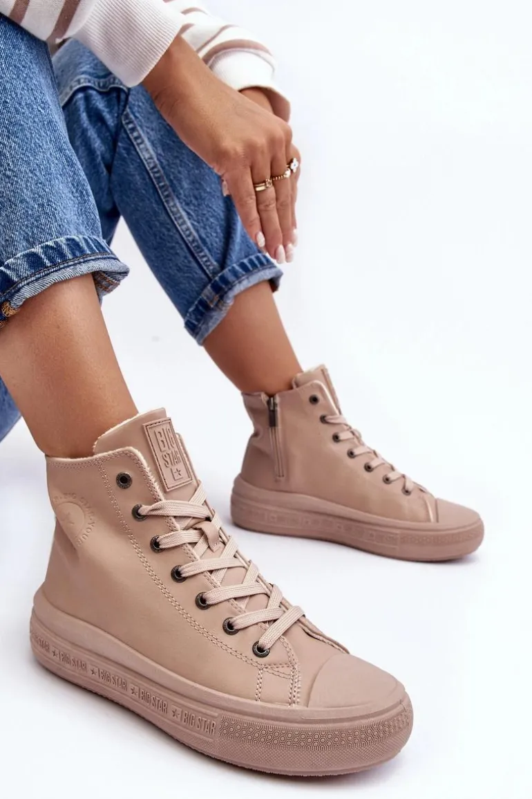 Damskie Trampki Na Suwak Ocieplane Beżowe Big Star MM274022